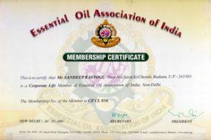 LIFE MEMBER OF - ESSENTIAL OIL ASSOCIATION OF INDIA